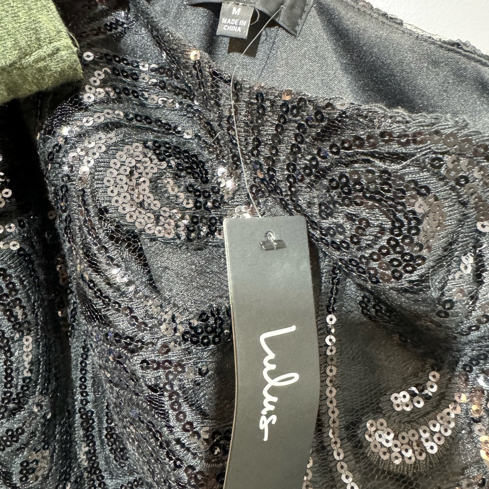 Lulu's Black One-Shoulder Dress with Sequin Detail - Picture 4 of 7